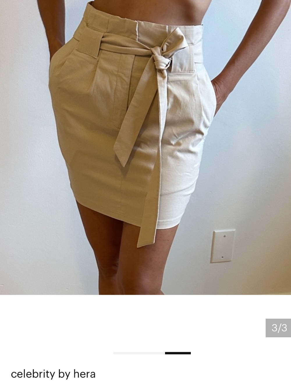 Chic Tan Mini Skirt with Bow Detail